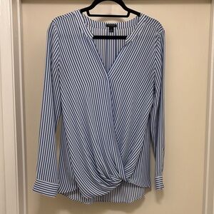 Ann Taylor Blue and White Striped Blouse